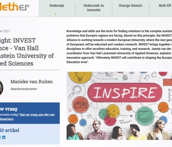 invest-alliance.eu Nether article for INVEST Alliance - Van Hall Larenstein University of Applied Sciences - 02 September 2021